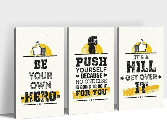 Office Wall Art-3 Panel Motivational Canvas Art for Home Office, Positive Quote Wall Decor, Entrepreneur Words Poster Frame 20'x30'x3Pcs
