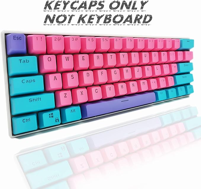 GTSP PBT Backlit Keycaps 60 Percent with 6.25U Space Bar OEM Profile for Cherry MX Switch Mechanical Gaming Keyboard (Zhri)