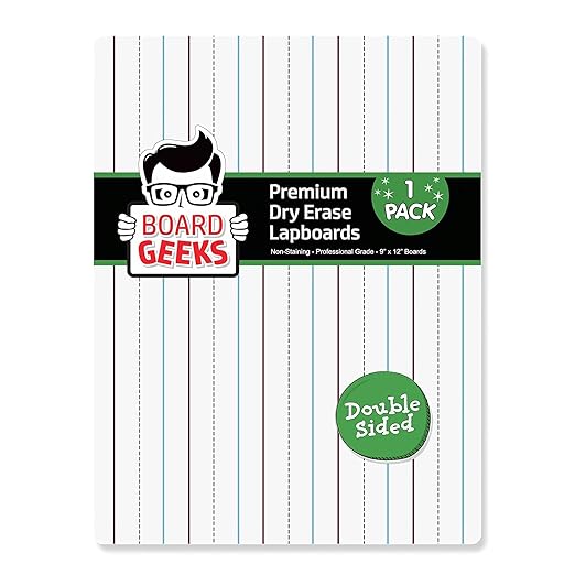 1 Small Dry Erase Board for Kids - White Board for Kids | Individual Dry Erase Board for Kids - Portable Kids Mini Whiteboard | Double Sided Small White Boards | Lined and Plain, 9"x12"