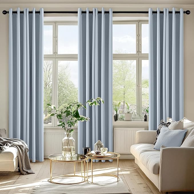 MIULEE Blackout Curtains for Bedroom Living Room 2 Panels, Thermal Insulated Room Darkening Drapes Grommet Noise Reducing Light Blocking Window Treatments 84 Inches Long 40x84 Inch Light Blue