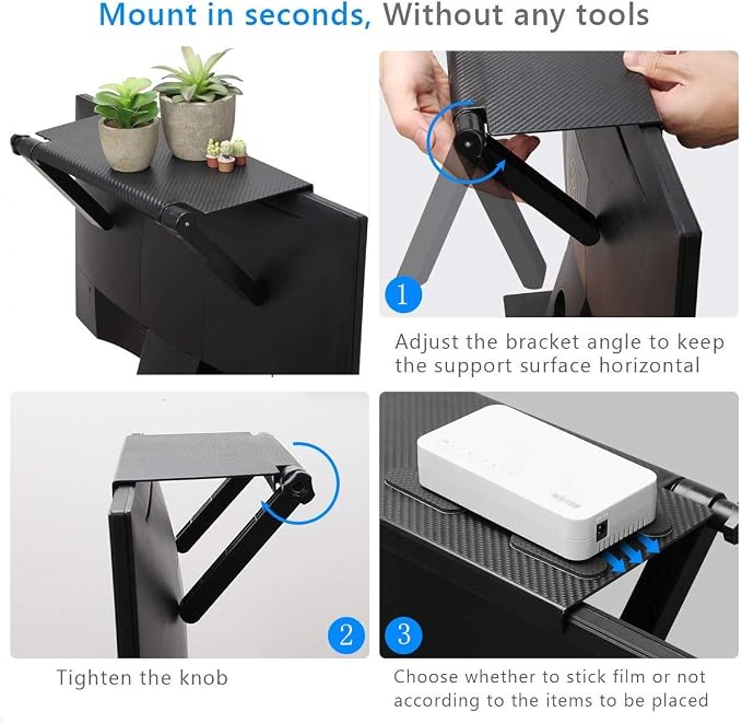 AHIER 13 Inch Cable Box Shelf for Wall Mounted TV, TV Top Shelf Mount on Desktop Computer Monitor to Hold Cable Boxes, Media Boxes, Game Console Black