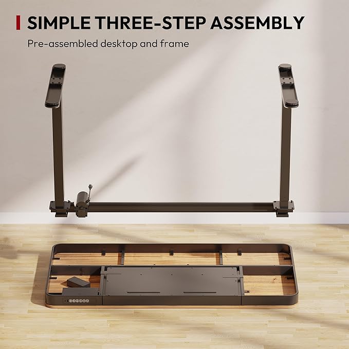 SANODESK Standing Desk with Drawer, Electric Height Adjustable Home Office Desk with Storage & USB Ports, 48 inch Black Walnut Wood Tabletop/Black Frame