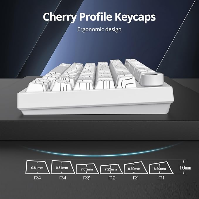 Guffercty kred 135 Key White Keyboard Keycap Set Side Engraved, Cherry Profile PBT Material Translucent Characters Compatible with MX Switches(Form Line)