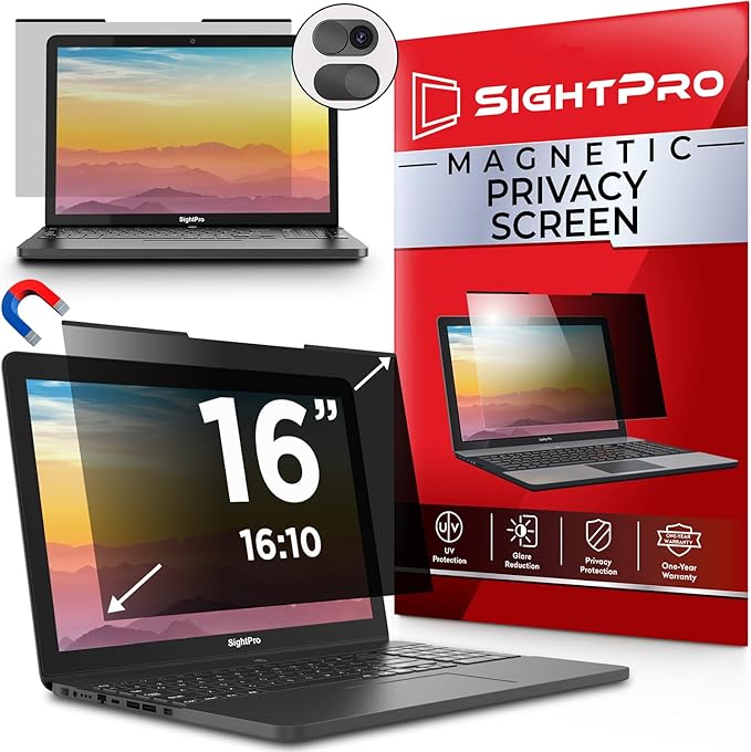 Magnetic Laptop Privacy Screen 16 Inch 16:10 - Patented Removable Laptop Privacy Filter Shield and Protector