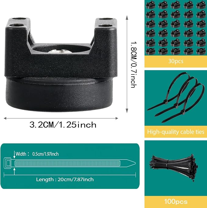 30 Pcs zbab1 Magnetic Zip Tie Mount Base, 45LBS Strong Magnetic Wire Holder & Cable Clips,Magnetic cable management for cars, offices, homes, and boats Diameter 32mm