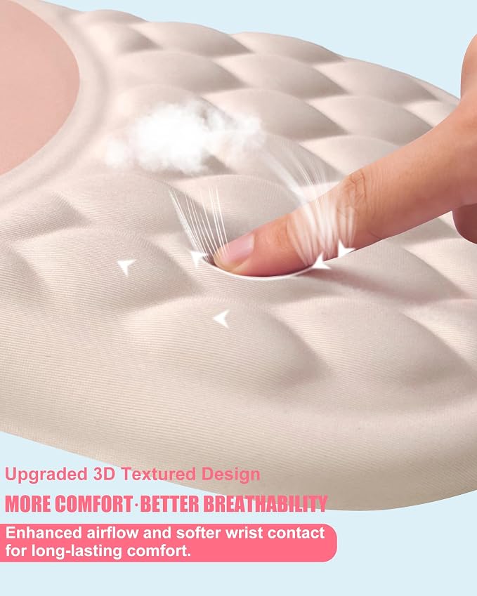 Ergonomic Mouse Pad with Wrist Rest, Slope Design Memory Foam Support, Smooth Lycra Surface, Non-Slip PU Base, Comfortable Mouse Mat for Office, Home, Computer Desk