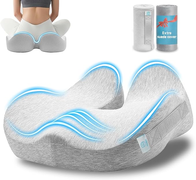 Seat Cushion,Ergonomic Chair Cushions for Sit Bone Tailbone Pain Relief,Sciatica & Back Support,Memory Foam Butt Pillow for Office,Car,Home,Gaming,Wheelchair