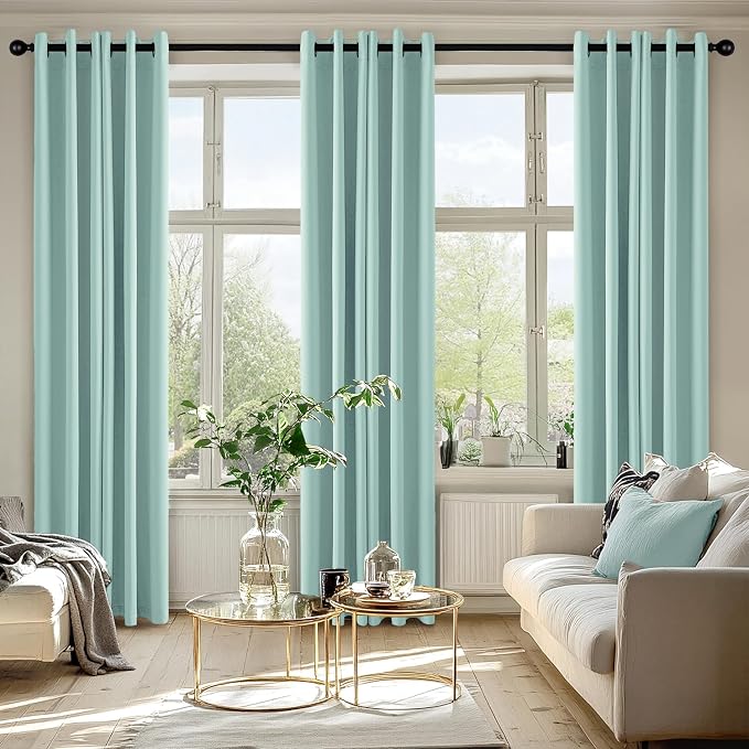 MIULEE Blackout Curtains for Bedroom Living Room 2 Panels, Thermal Insulated Room Darkening Drapes Grommet Noise Reducing Light Blocking Window Treatments 72 Inches Long 40x72 Inch Aqua