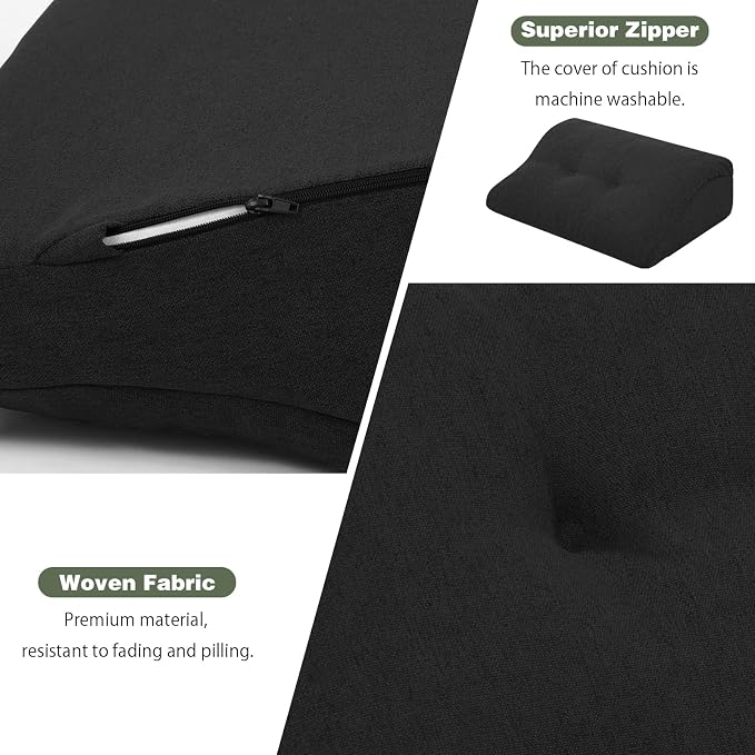 baibu Lumbar Support Pillow for Recliner, Large Memory Foam Dual-Layer Patent Design Back Support Cushion for Sofa & Gaming Chair, Ergonomic Lumbar Pillow with Machine Washable Cover, Black