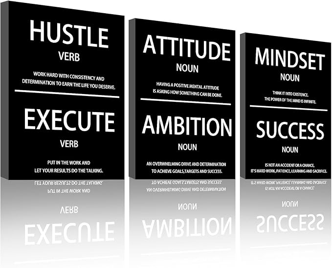 Halioyo 3 Pieces Motivational Wall Decor - 12 x 16 Inspirational Wall Art for Bedroom Living Room Motivational Posters Mindset Canvas Painting Picture Home Decoration Office Decor