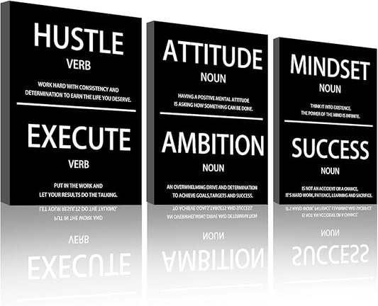 Halioyo 3 Pieces Motivational Wall Decor - 12 x 16 Inspirational Wall Art for Bedroom Living Room Motivational Posters Mindset Canvas Painting Picture Home Decoration Office Decor