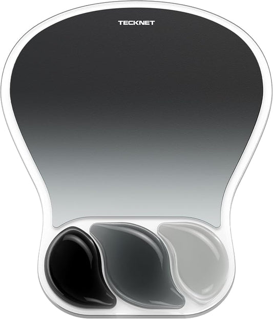 TECKNET Gel Mouse Pad with Wrist Support, Ergonomic Mouse Pad, Gray | Gel Wrist Support for Relieve Wrist Pain Comfortably - Non-Slip Base & Waterproof Surface for Office, Gaming, Study Comfort