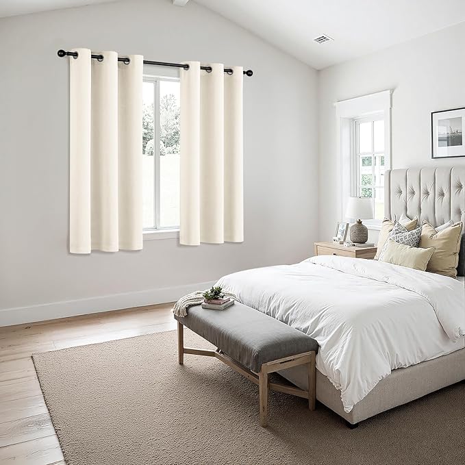 MIULEE Blackout Curtains for Bedroom Living Room 2 Panels, Thermal Insulated Room Darkening Drapes Grommet Noise Reducing Light Blocking Window Treatments 63 Inches Long 40x63 Inch Beige White