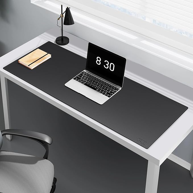 Cacoy 40" x 16" Leather Desk Mat for Home Office, Large PU Leather Desk Pad Protector, Waterproof & Scratch Resistant Computer Keyboard Mouse Mat, Office Desk Accessories Desk Matt for Desktop (Black)