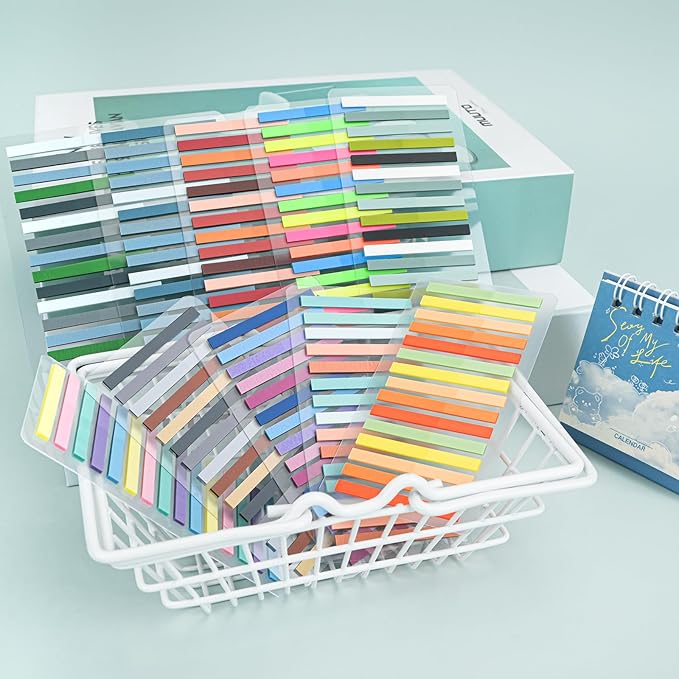 Temiary 3000Pcs Reusable Transparent Highlighter Tape, Short Highlighting Strips Index Tabs, Aesthetic Sticky Notes for Office School Supplies