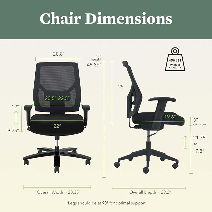 HON Crio Big and Tall Ergonomic Mesh Office Chair, Extra‑Wide High‑Back Desk Chair with Adjustable Arms, Lumbar Support, Heavy‑Duty Tilt Recline, Swivel Wheels, Black Frame, Black