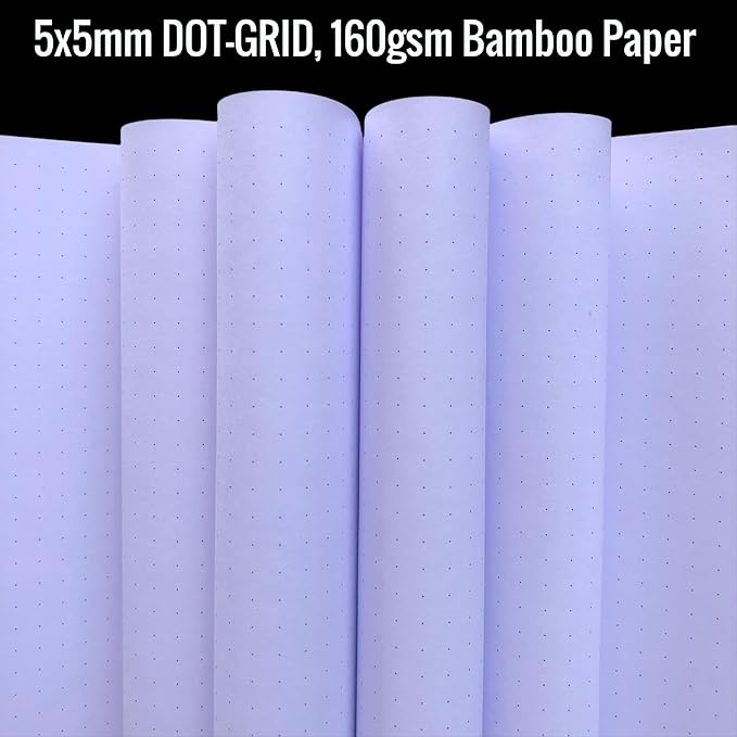 BUKE Dotted Notebook - Cotton Fabric Hardcover - 160gsm Thick Bamboo Paper - A5 Size Dotted Journal - 5x5mm DOT GRID Layout 160 Pages With Gift Box (BKC-1A)