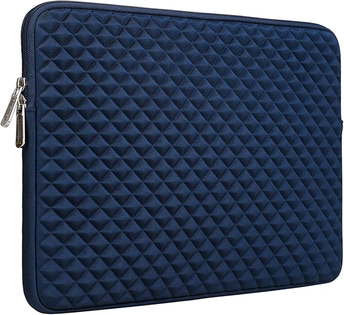 RAINYEAR 15 Inch Laptop Sleeve Diamond Foam Shock Resistant Padded Case Fluffy Lining Cover Carrying Bag Compatible 15.4" MacBook Pro/Air, Surface Laptop 3/4 15", New XPS 15 Touch (Navy Blue)