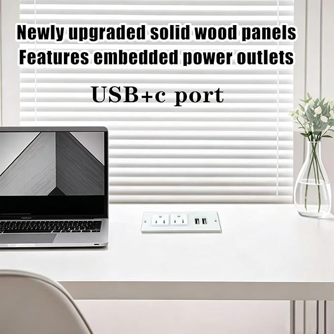 Over The Bed Table with Wheels for Easily Move Overbed Table Adjustable Height, Built-in Charging Port Standing Workstation Laptop Cart, Over Bed Table for Working Studying,White with Baffle