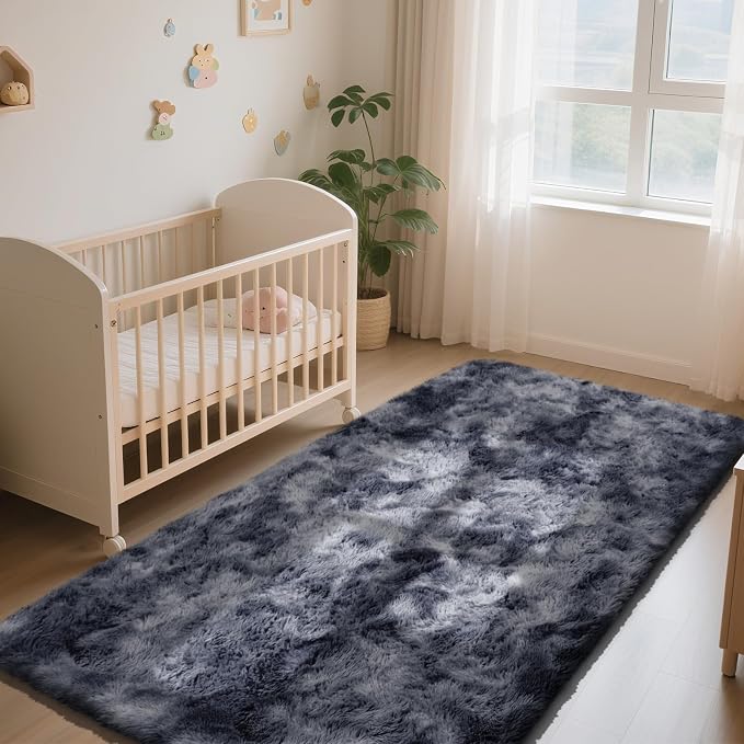 Soft Runner Rugs for Bedroom, Mottling Dark Grey 2x8 Runners for Hallways Fluffy Rug Carpet, Bedside Rug for Living Room Bedroom Room Home Decor
