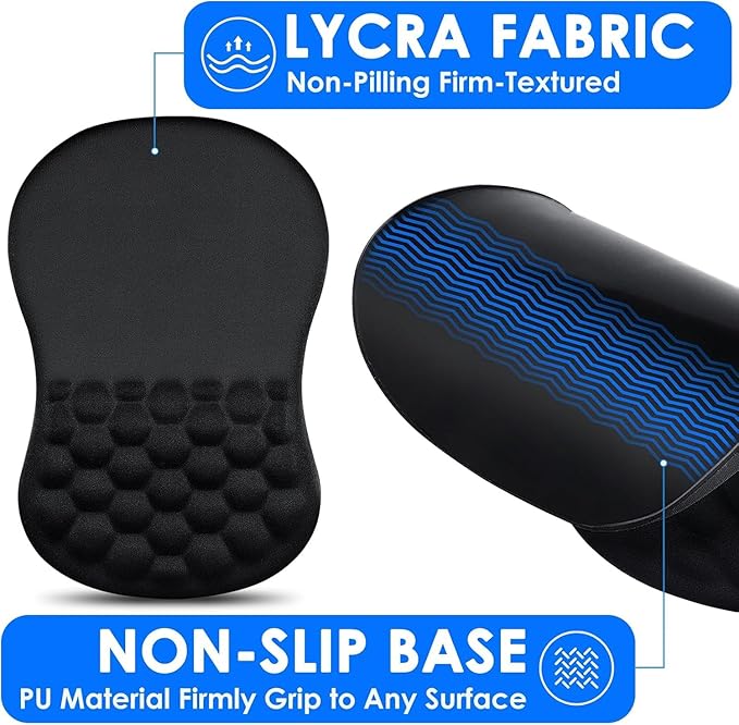 Ergonomic Mouse Pad with Wrist Rest, Carpal Tunnel Mousepad Waist Support, Memory Foam Massage Design Pain Relief (ABCD234)