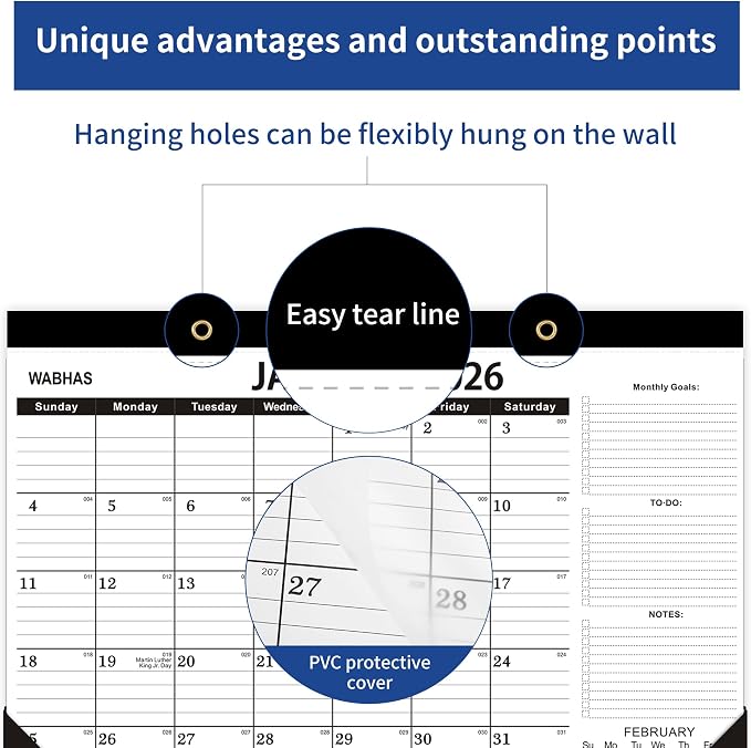 Desk Calendar 2026,January 2026 to June 2027,2026 Desk Calendar with to-do list,Calendar 2026-2027-18 Months,2026 Calendar 17" x 12" for Home or Office.