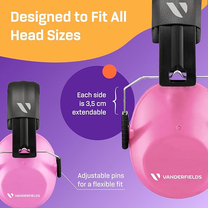 Vanderfields - Hearing Protection Ear Muffs - Over 33 dB (2K Hz) Broad Noise Cancelling Sound Reduction - Adults & Teens