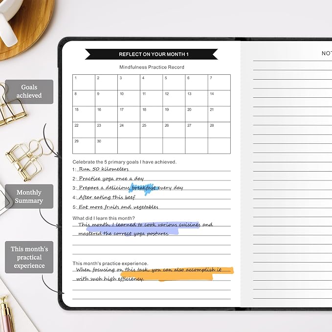 The 13-Week Mental Health Journal for Women & Men: A Guided Mindfulness & Goal-Setting Workbook to Reduce Stress, Practice Daily Gratitude & Build Self-Care Habits | Linen Hardcover, Black