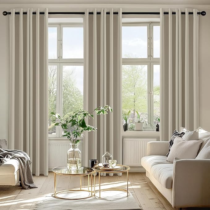 MIULEE Blackout Curtains for Bedroom Living Room 2 Panels, Thermal Insulated Room Darkening Drapes Grommet Noise Reducing Light Blocking Window Treatments 84 Inches Long 40x84 Inch Sand