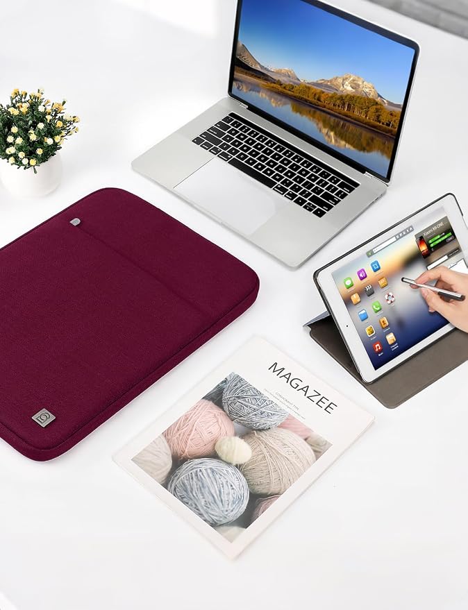 DOMISO Laptop Case Laptop Sleeve Cover Compatible with 15 inch MacBook Air M4/A3241 2025, M3/A3114,M2/A2941,15 inch MacBook Pro A1990 A1707,Compatible with Dell XPS 15 Plus with Pocket, Wine