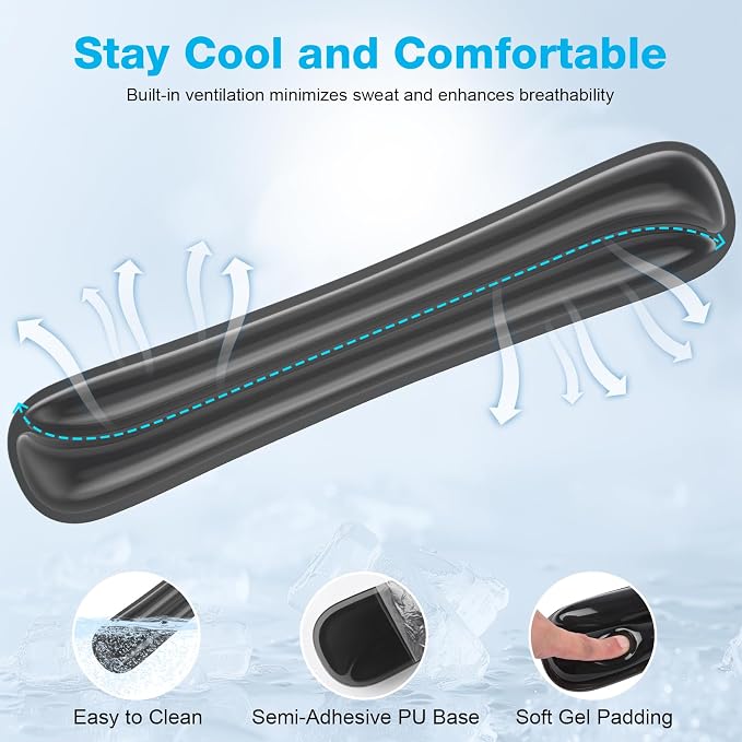 Gel Mouse pad & Keyboard Wrist Rest Set, Ergonomic Keyboard and Mousepad with Wrist Support, Keyboards Wrist Rest, Computer Keyboards Pad, Cooling Gel Black