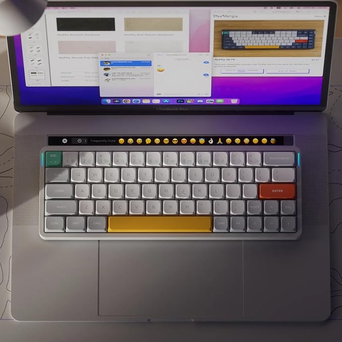 nuphy Air60 V2 Portable Wireless Keyboard 60% Low Profile Mechanical Keyboard Support QMK/VIA Compatible with Windows/mac OS/Linux Supports Bluetooth 5.1/2.4GHz/USB-C White - Gateron Brown Switch