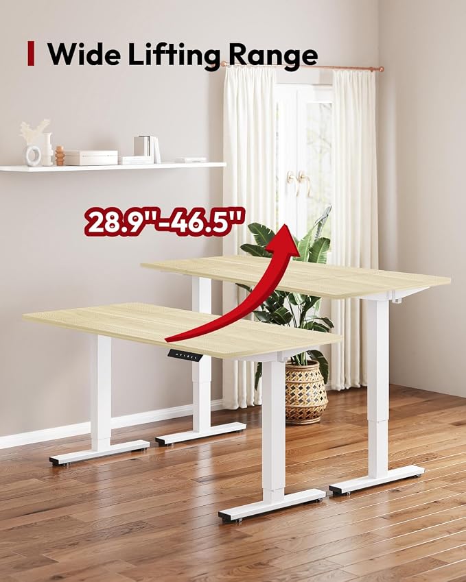 SANODESK Electric Standing Desk, 79 x 32'' Height Adjustable Sit Stand Desk with Large Splice Board Desktop Ergonomic Memory Presets Computer Workstations for Home Office, White Frame/White Wood Grain