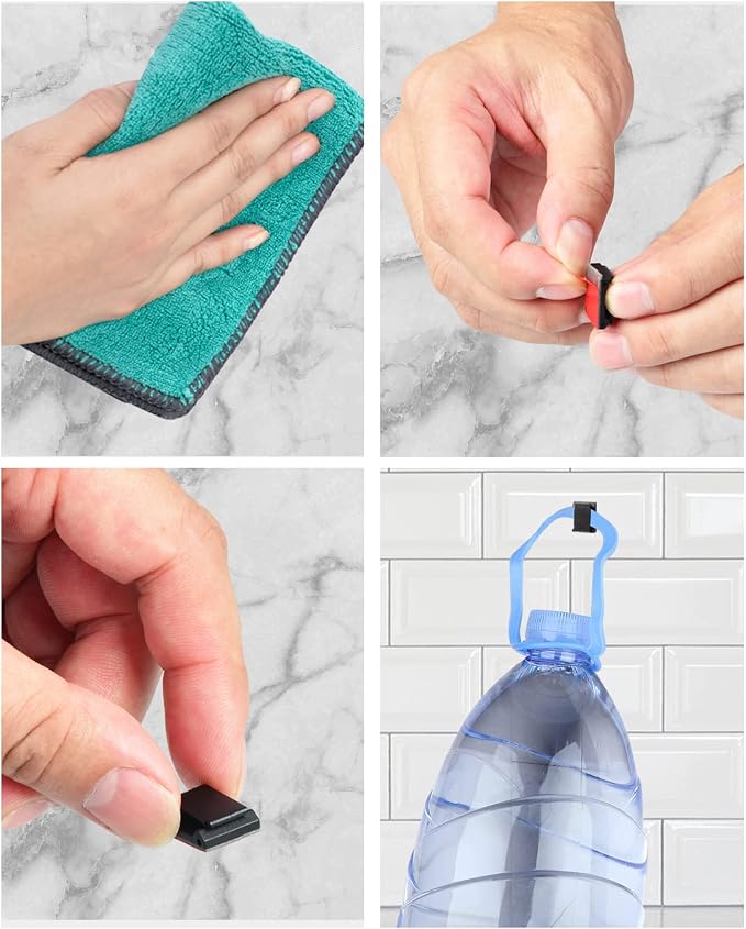 100 Pcs Cable Tidy Management Self Adhesive Flat Cable Clips for Led Light Strip and Flat Ethernet Cable Black | For LED strip and flat Ethernet cable, cable management, easy to install