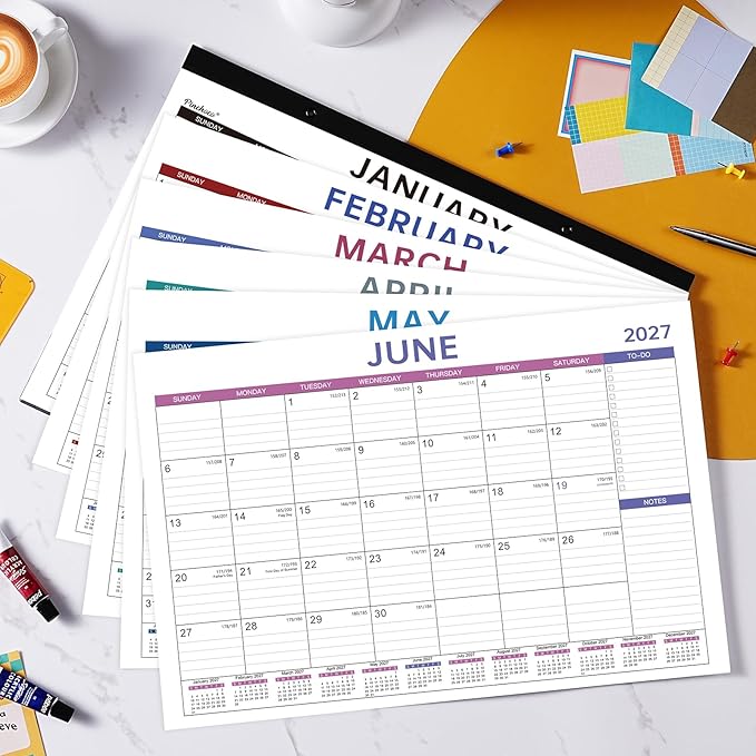 Desk Calendar 2026-2027 - 2026-2027 Desk Calendar, Jul 2026 - Dec 2027, 18 Months Calendar 2026-2027, 17" x 12", Desk Pad, Large Ruled Blocks, To-Do List & Notes, Desk/Wall Calendar for Planning or Organizing