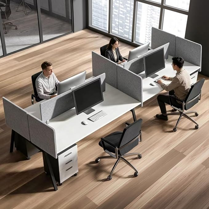 Desk Divider 2 Pcs Desk Privacy Panel 23.6'' x 23.6'',Acoustic Sound Absorbing and Noise Reducing Desk Partition for Office Desk,Clamp-on Desk Divider Partition with Adjustable Universal Base