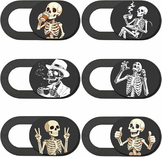 6Pcs 6 Styles Laptop Camera Cover Skull Privacy Guard Accessories, 0.04 Inch Ultra Thin Webcam Cover Protector Blocker for Phone Desktop Computer Tablet Notebook Mini PC Home Office Use