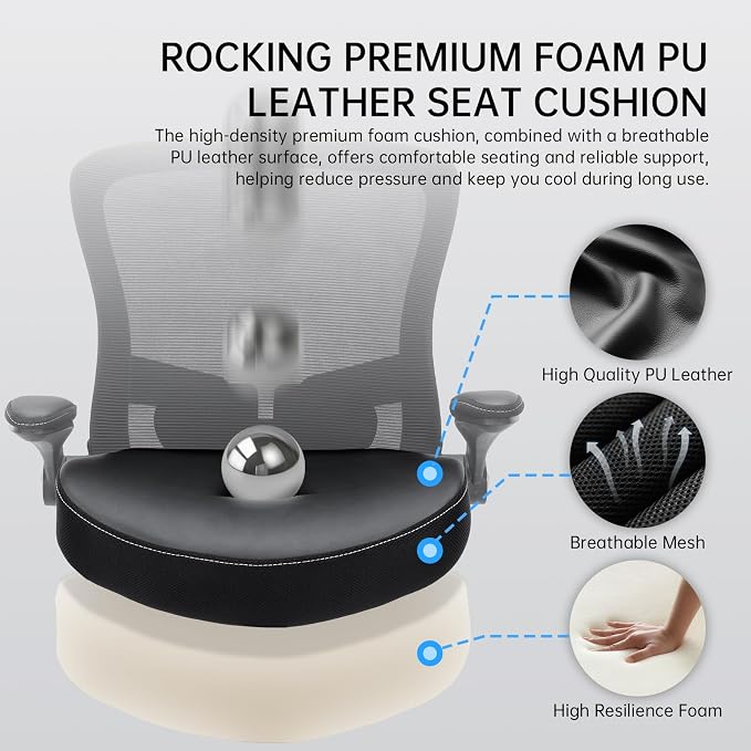 Office Chair-400lbs, Ergonomic Heavy Duty Office Desk Chair with Adjustable Lumbar Support Breathable Mesh Computer Chair with Flip-Up Armrests, Comfy Home Office Desk Chair for Heavy People