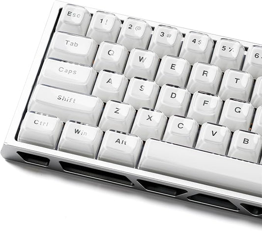 XVX White Crystal Jelly Keycaps, Clear Translucent Keyboard Keycaps OEM Profile Keycap Set Compatible with 61/68/84/87/98/100 ANSI Layout MX Switches Mechanical Keyboard