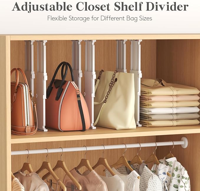 Lifewit 14 Pack Drawer Dividers for Clothes, 4" High 10.5"-16.5" Expandable Dresser Drawer Organizers, Adjustable White Plastic Separators for Kitchen, Cabinet, Nursery, Socks & Underwear Storage