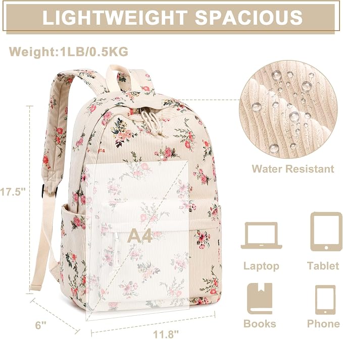 Bluboon School Backpack Set Girls Womens Laptop Bookbag Casual Daypack Fits 15 inch Laptop with Lunch Tote Bag and Pencil Bag