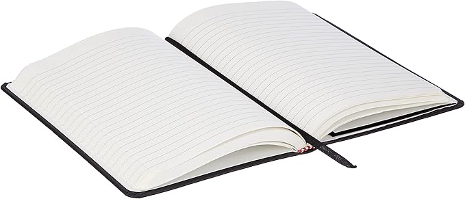 Amazon Basics Classic Hardcover Journaling Notebook with Inner Pocket, Line Ruled, 240 Pages, 5" x 8.25", 24 Count, Black