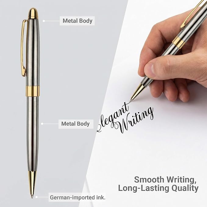 Yastar Personalized Ballpoint Pen with Custom Keychain, Stainless Steel Fancy Pens Engraved with Your Name Logo or Message, Phone Number Black ink Perfect for Souvenir Gift, Colleague, Friends