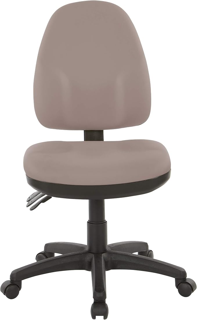 Office Star Ergonomic Dual Function Office Task Chair with Adjustable Padded Back and Built-in Lumbar Support, Armless, Dillon Stratus Fabric