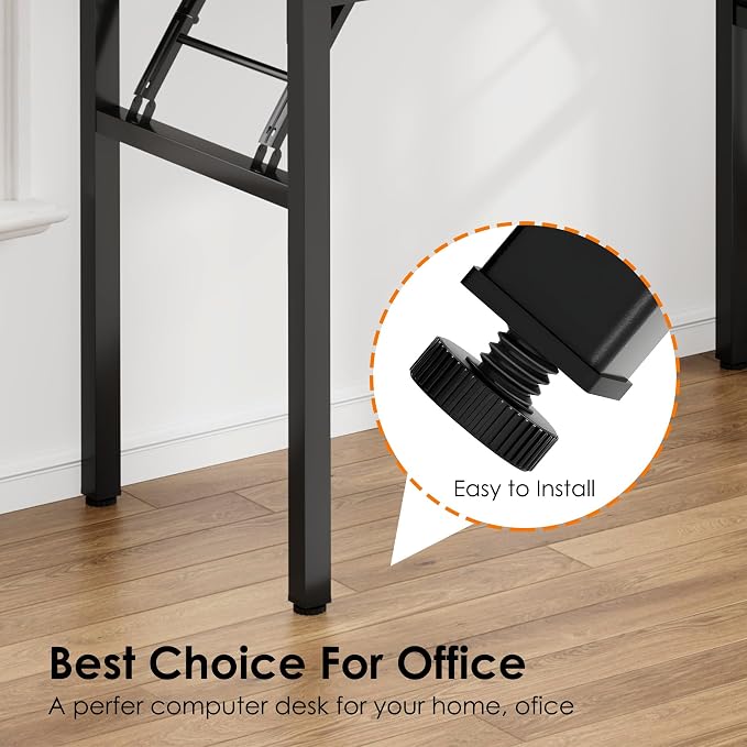 Need Office Computer Desk -35.8 L Sturdy and Heavy Duty Folding Laptop Table,Writing Table/Home Office Desk/Sewing Table, No Assembly Required, White & White Frame