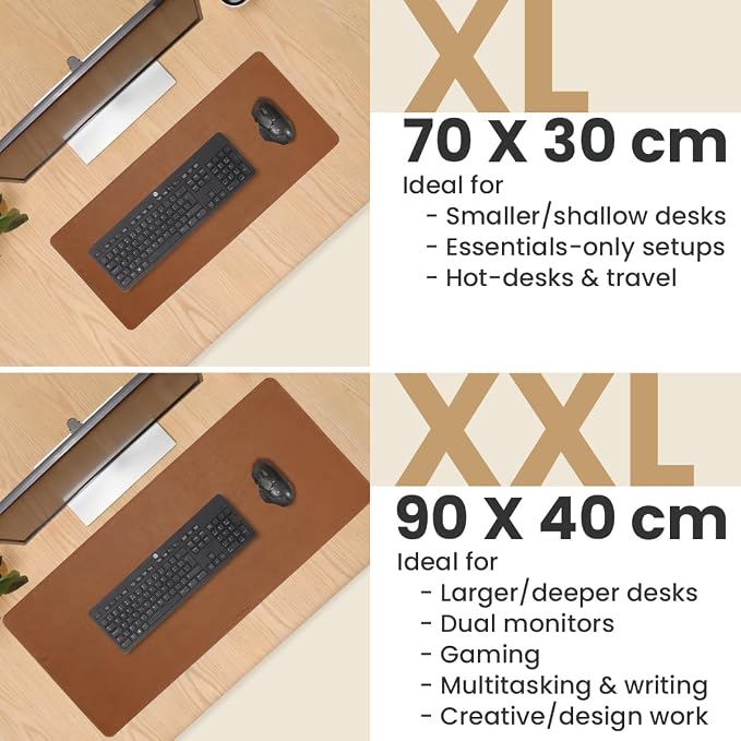 Full Grain Genuine Leather Desk Pad – Toffee Tan Brown (XL) - Premium Desk Mat with Non-Slip Backing, Thick 3mm, Office Desk Protector for Work & Gaming (Extra Large 35.4 x 15.7 inch)