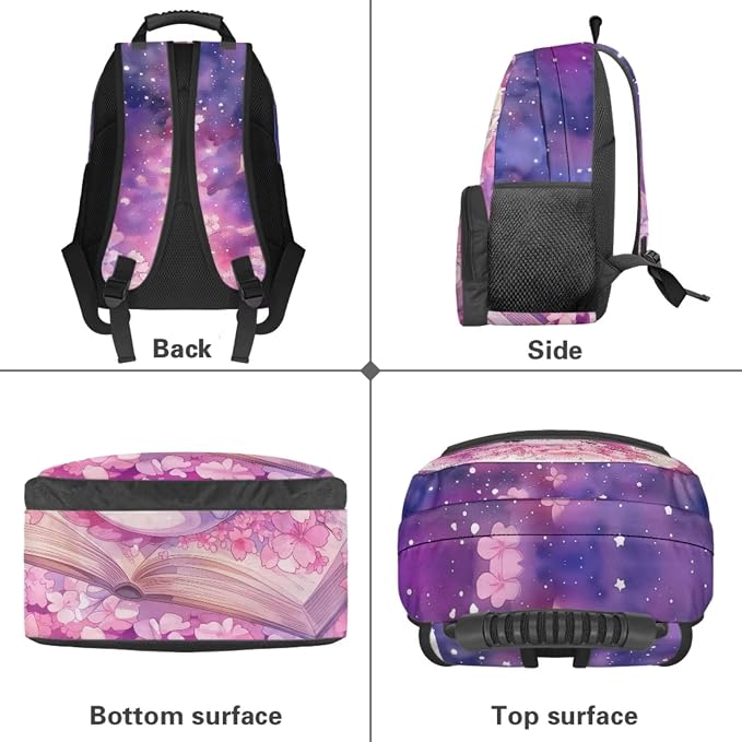 Girls Backpack Set 4PCS: Cute Cherry Blossoms Axolotl Bookbag with Lunch Bag, Pencil Case & Water Bottle Sleeve - 17 Inch for Elementary School Kids Ages 6-8 Back to School