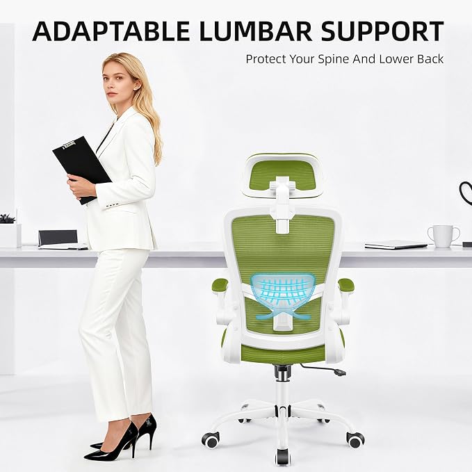 FelixKing Office Chair, Desk Chair with Adjustable Lumbar Support, Ergonomic Computer Chair with High Back and Armrest, Adjustable Height Gaming Chair Home Office Swivel Chair(Avocado Green)