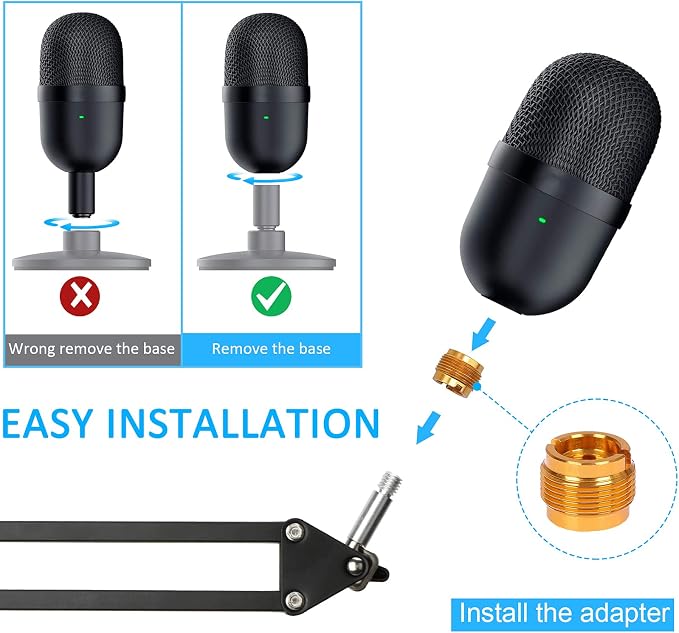 Razer Seiren Mini Mic Boom Arm with Microphone Windscreen and Dual Layered Mic Pop Filter for Razer Seiren Mini USB Streaming Microphone by YOUSHARES
