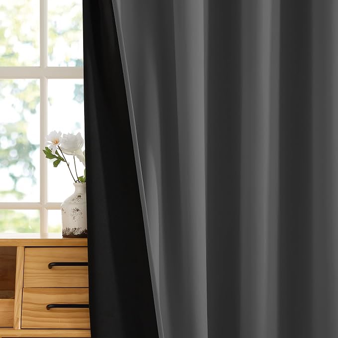 RYB HOME Extra Long 100% Blackout Room Divider Curtains for Bedroom 108 Inch Long, Extra Wide Privacy Sliding Door Blinds for Patio/Living Room/Dining, 1 Panel, W100 x L108, Grey